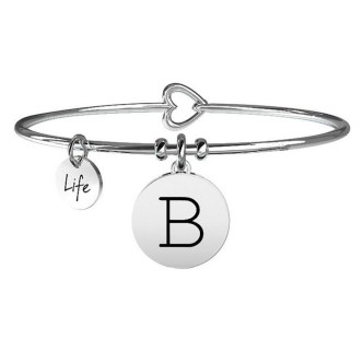 1 - Bracciale Kidult 231555B in acciaio 316L ciondolo con lettera B collezione Symbols