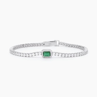 1 - Bracciale donna Tennis con smeraldo Argento 925 Mabina 533636-M