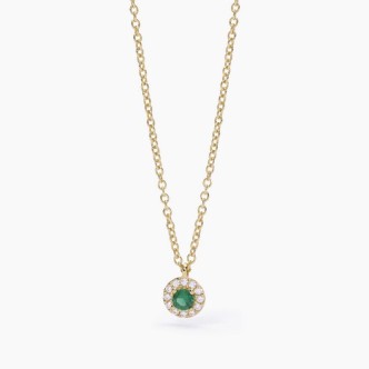 1 - Woman golden necklace with emerald Silver 925 zircons 553492