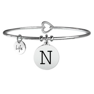 1 - Bracciale Kidult 231555N in acciaio 316L ciondolo con lettera N collezione Symbols