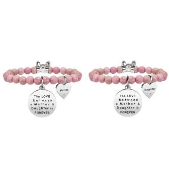 1 - Two Kidult rhodonite Bracelets 731124 steel 316L with crystals Family collection