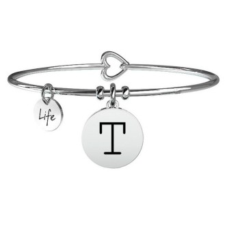 1 - Bracciale Kidult 231555S in acciaio 316L ciondolo con lettera S collezione Symbols