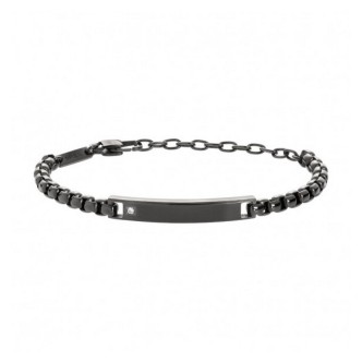 1 - Bracciale uomo Breil Tag and Cross acciaio brunito con cristallo TJ3223