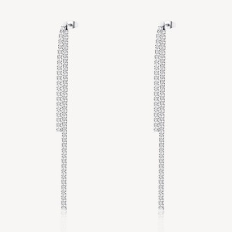 1 - Brosway Desideri two-wire pendant earrings in steel with zircons BEIE003