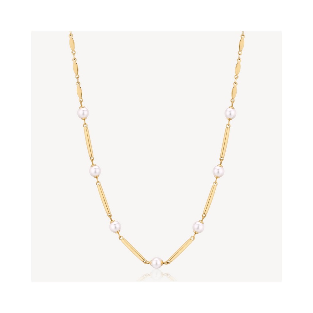 1 - Brosway Affinity women's golden steel necklace with pearls BFF161