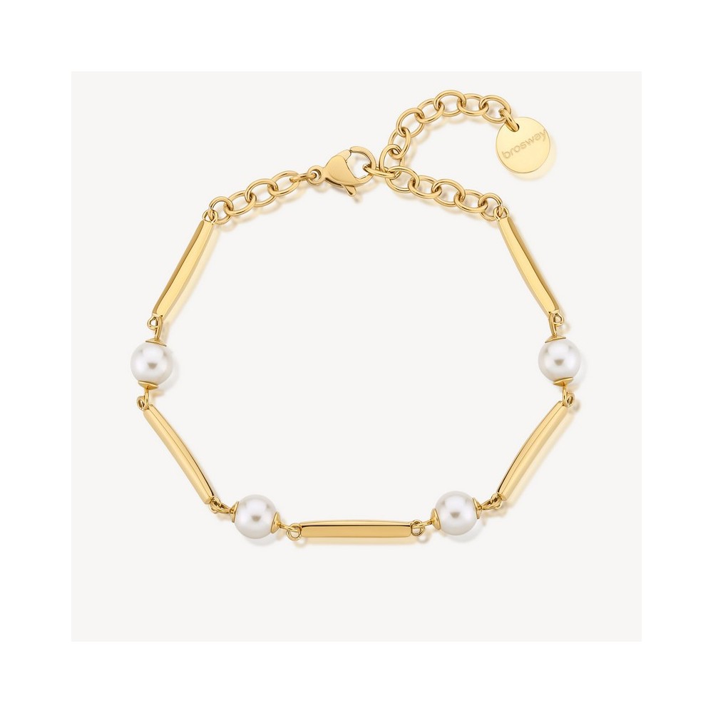 1 - Brosway Affinity woman bracelet golden steel with pearls BFF165