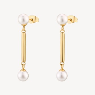 1 - Brosway Affinity women's golden dangle earrings wands with pearls BFF169