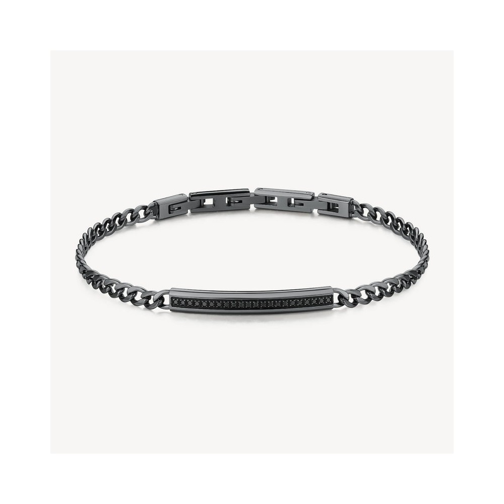 1 - Brosway INK black steel bracelet with zircons BIK119