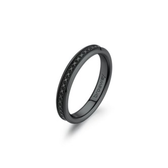 1 - Anello uomo fedina Brosway INK BIK39B acciaio PVD Nero con zirconi mis. 21