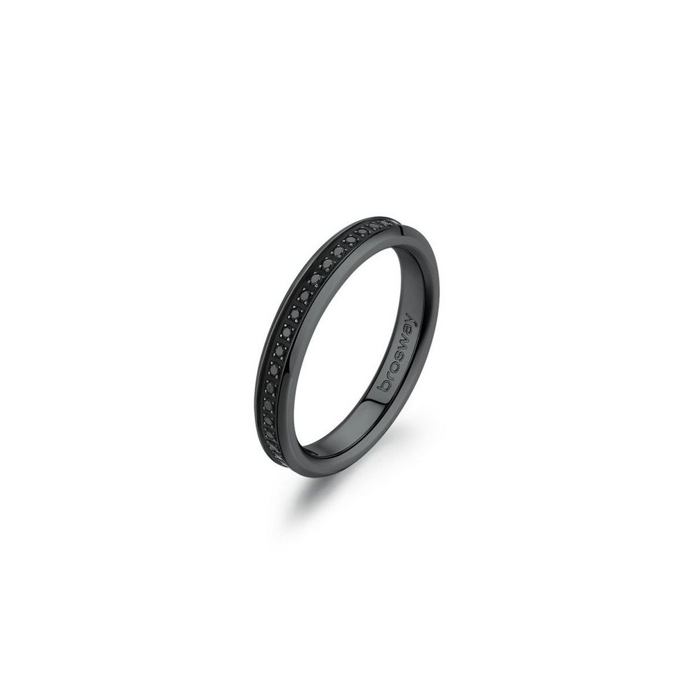 1 - Anello uomo fedina Brosway INK BIK39B acciaio PVD Nero con zirconi mis. 21