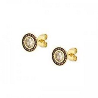 1 - Nomination woman round golden earrings 925 silver with zircons 145712/024