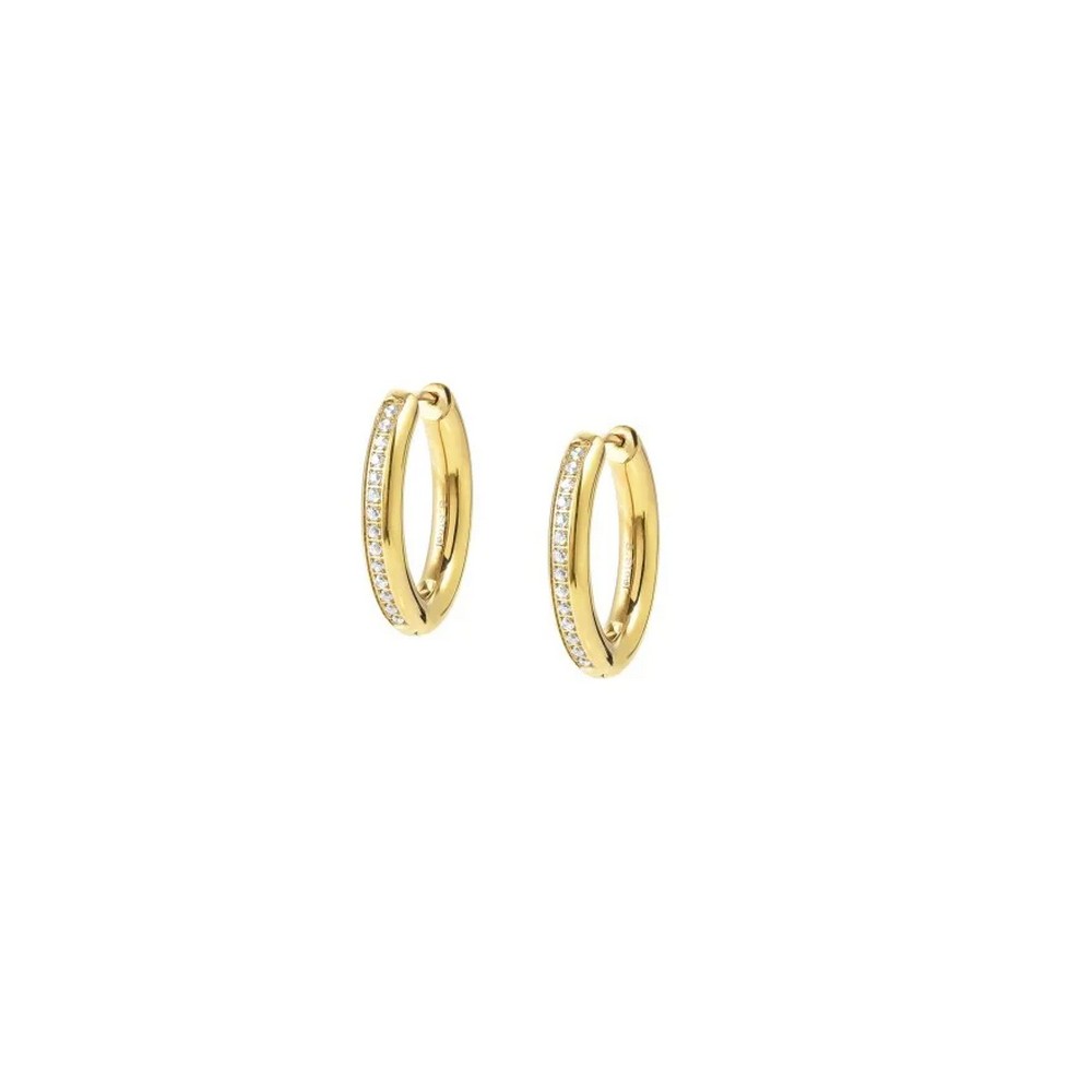 1 - Women's gold plated Nomination Affinity hoop earrings with zircons 028607/012