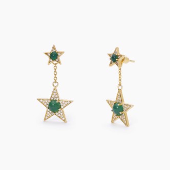 1 - Woman golden pendant earrings Mabina star Silver 925 with zircons 563556