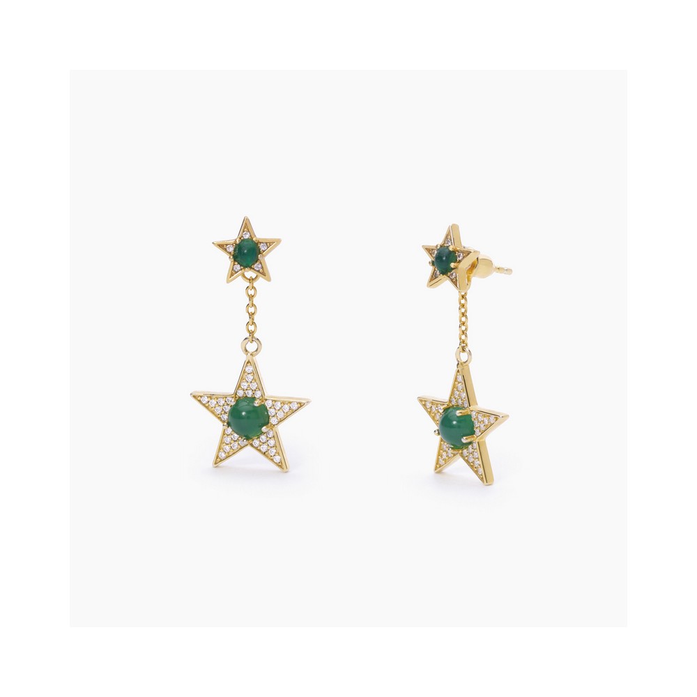 1 - Woman golden pendant earrings Mabina star Silver 925 with zircons 563556