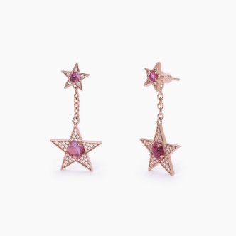 1 - Mabina star pink pendant woman earrings 925 silver with zircons 563557