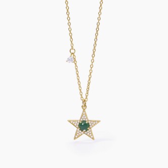 1 - Golden woman necklace Mabina star 925 silver with zircons 553514