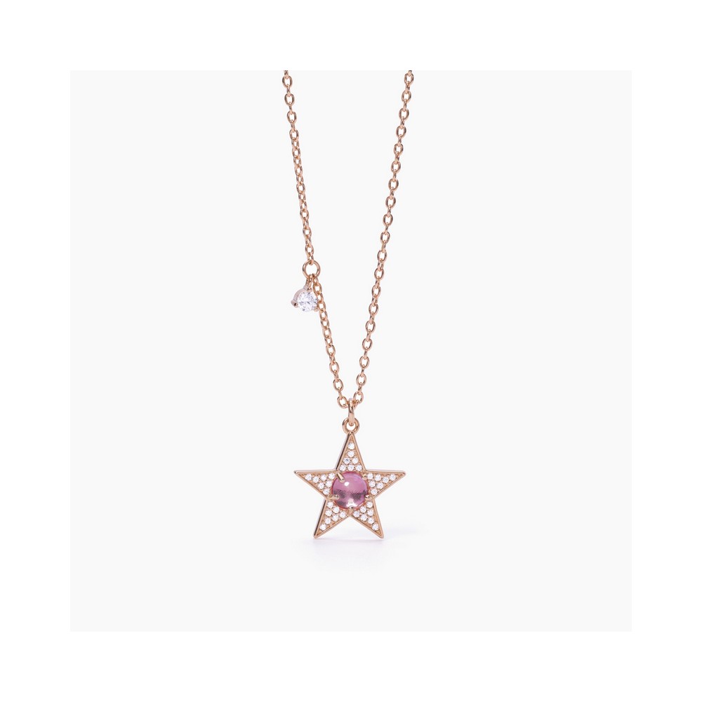 1 - Mabina rosé woman necklace with 925 silver star and zircons 553515