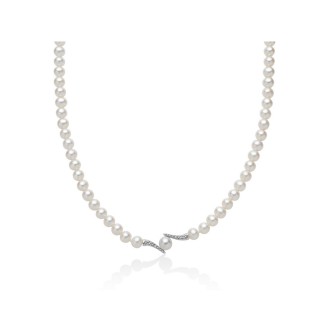 1 - Miluna pearl thread women's necklace PCL6278 18Kt White Gold with diamonds