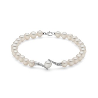 1 - Miluna pearl thread women's bracelet PBR3352 18Kt White Gold with diamonds