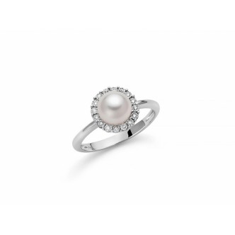 1 - Anello donna Miluna Oro Bianco 18Kt con perla e diamanti PLI1632