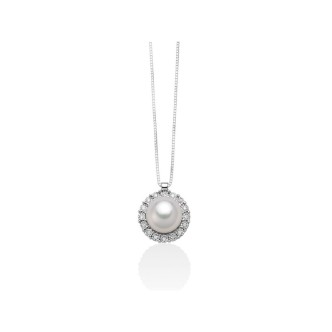 1 - Collana donna Miluna Oro Bianco 18Kt con perla e diamanti PCL5748