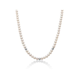 1 - Woman necklace with pearl thread Miluna PCL6111 18Kt White Gold