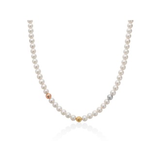 1 - Woman necklace with pearl thread Miluna PCL5631V 18Kt White Gold