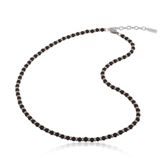 1 - Necklace Breil man TJ2410 in polished steel IP Rose and black Onyx