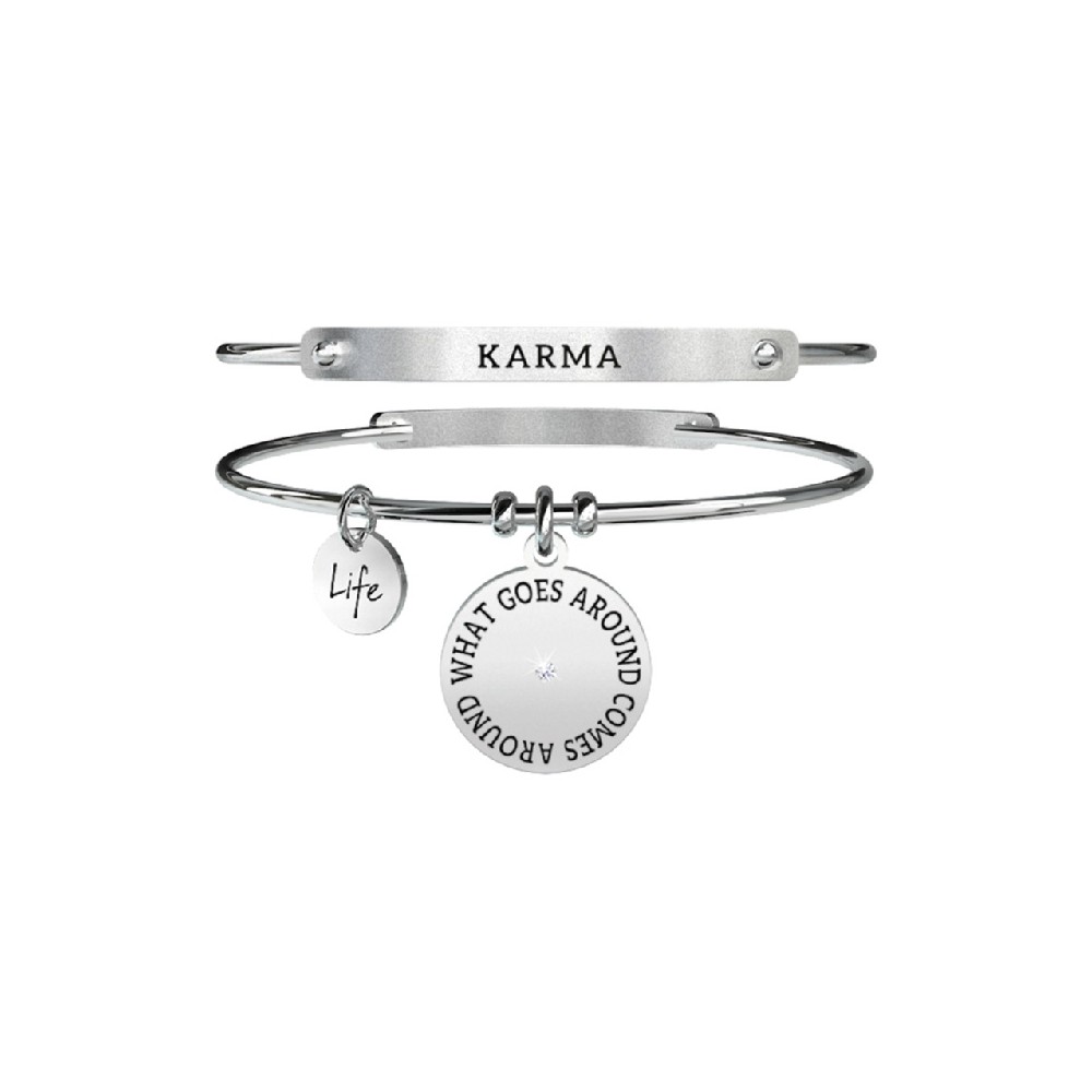 1 - Kidult bracelet 731243 316L steel pendant with phrase and crystals Spirituallity collection