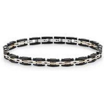 1 - Men's bracelet chain Nomination STRONG black and rosé steel with diamonds 028314/011