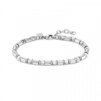 1 - Bracciale uomo Nomination Instinct acciaio con pietre bianche 027920/046