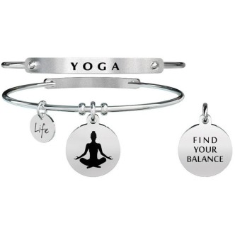 1 - Bracciale Kidult 731284 in acciaio 316L con scritta YOGA collezione Spirituallity