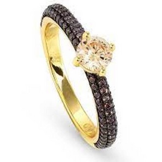 1 - Nomination AUREA woman ring Silver 925 golden with black zircons 145707/024/006