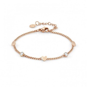 1 - Bracciale donna Nomination cuori STARDUST rosato acciaio e zirconi 028111/005