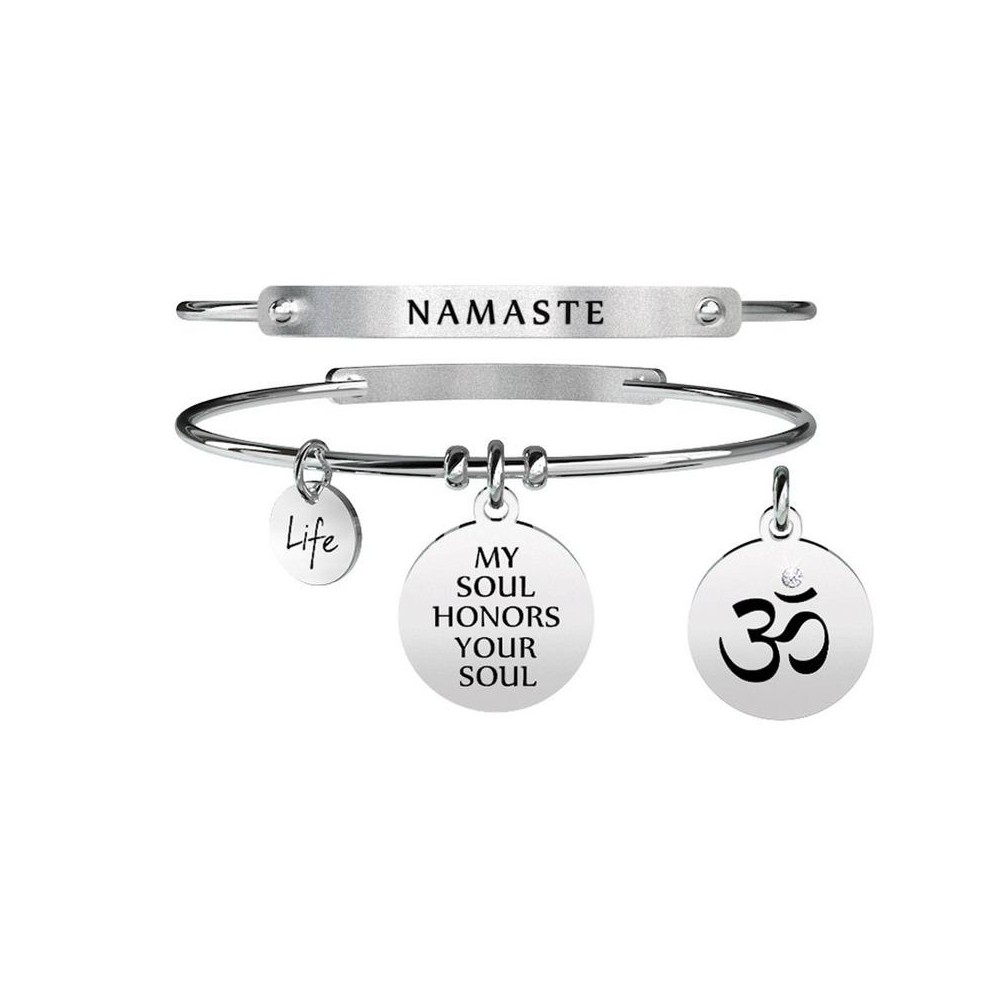 1 - Kidult 731245 bracelet in 316L steel and Namastè pendant crystals Spirituallity collection