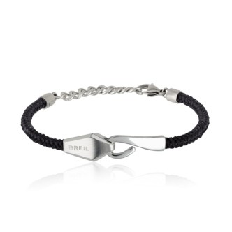 1 - Men's Breil TJ2411 bracelet in Bilux steel with black cordura strap. Length 16 cm with lobster clasp