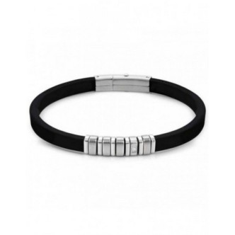 1 - Nomination City men's bracelet black rubber and steel 028804/001