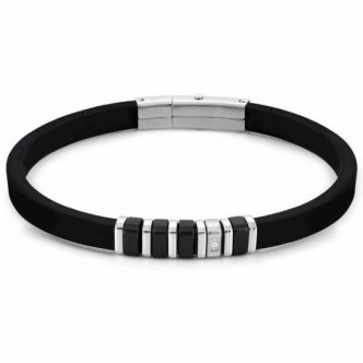 1 - Nomination City men's bracelet black rubber and steel 028804/015