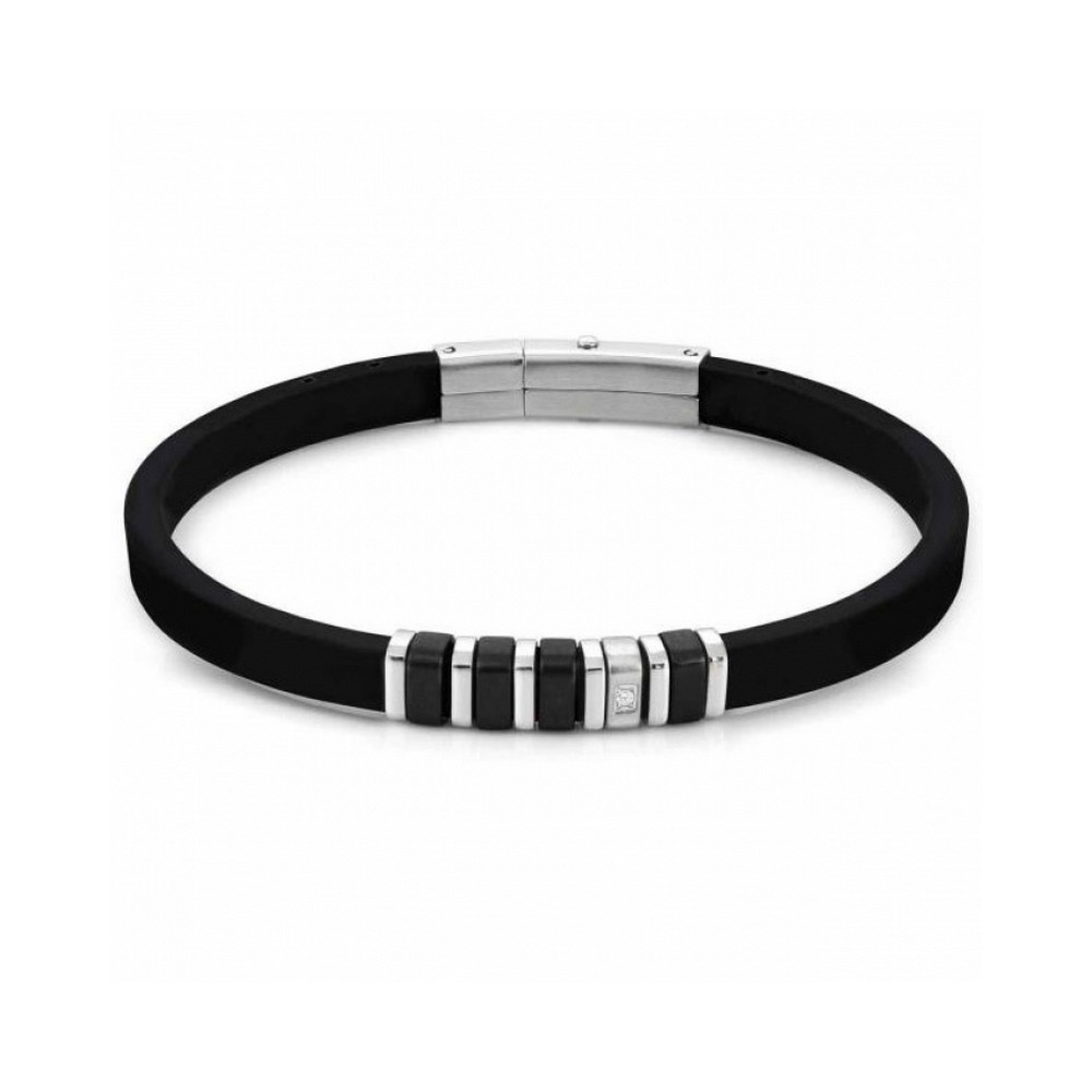 1 - Nomination City men's bracelet black rubber and steel 028804/015