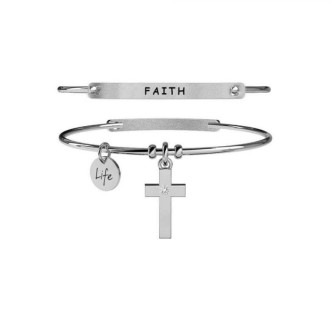 1 - Bracciale Kidult 231671 croce in acciaio 316L con cristalli collezione Spirituallity