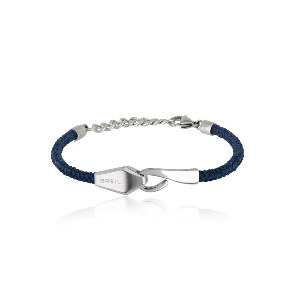 1 - Bracciale Breil uomo TJ2412 in acciaio Bilux con cinturino in cordura blu