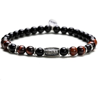 1 - Bracciale uomo Gerba RED AND BLACK 246 Occhio di Tigre ed Argento 925