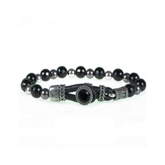 1 - Bracciale uomo Gerba LAB 045 Onice nera ed Argento 925