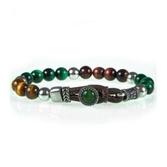 1 - Bracciale uomo Gerba LAB 043 bronzite murrine ed Argento 925