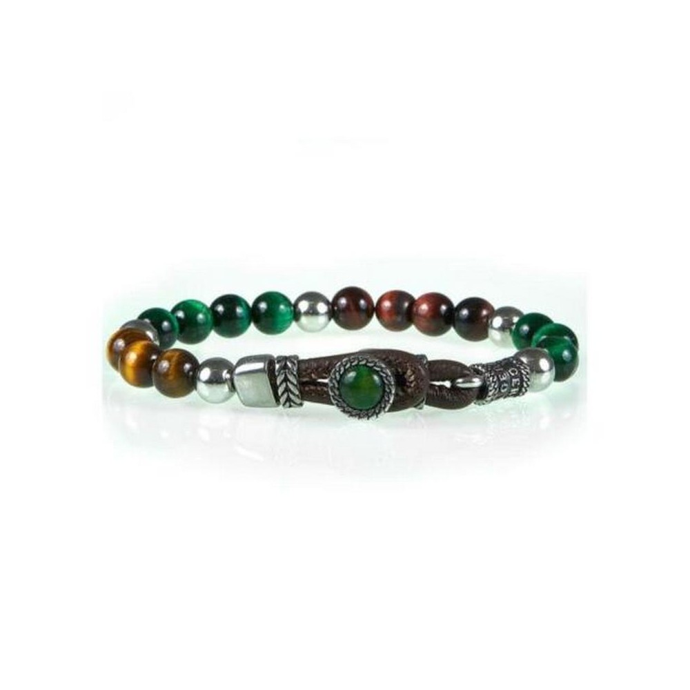 1 - Bracciale uomo Gerba LAB 043 bronzite murrine ed Argento 925