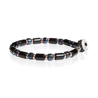 1 - Bracciale uomo Gerba FASHIONABLE 10 Murrine, Onice nera ed Argento 925