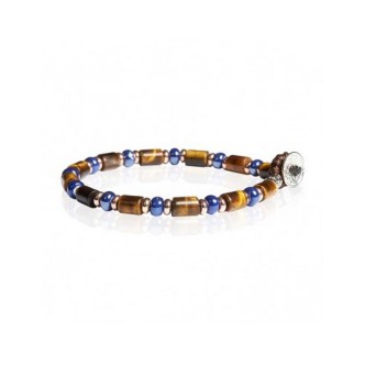 1 - Gerba men's bracelet FASHIONABLE 12 Murrine, Tiger's Eye and 925 Silver