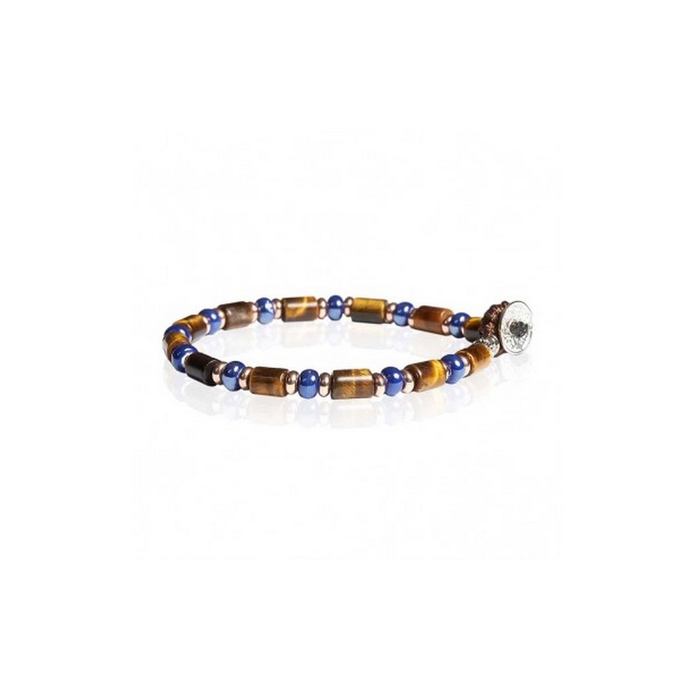 1 - Gerba men's bracelet FASHIONABLE 12 Murrine, Tiger's Eye and 925 Silver