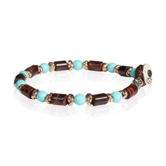 1 - Gerba man bracelet 925 Silver Fashionable 01 with tiger eye and aulite