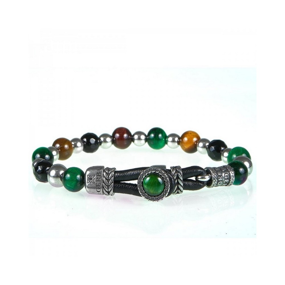 1 - Gerba man bracelet 925 Silver LAB046 with tiger eye and onyx